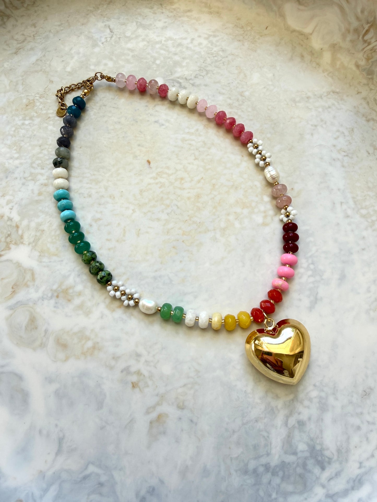Lover Girl Beaded Heart Necklace