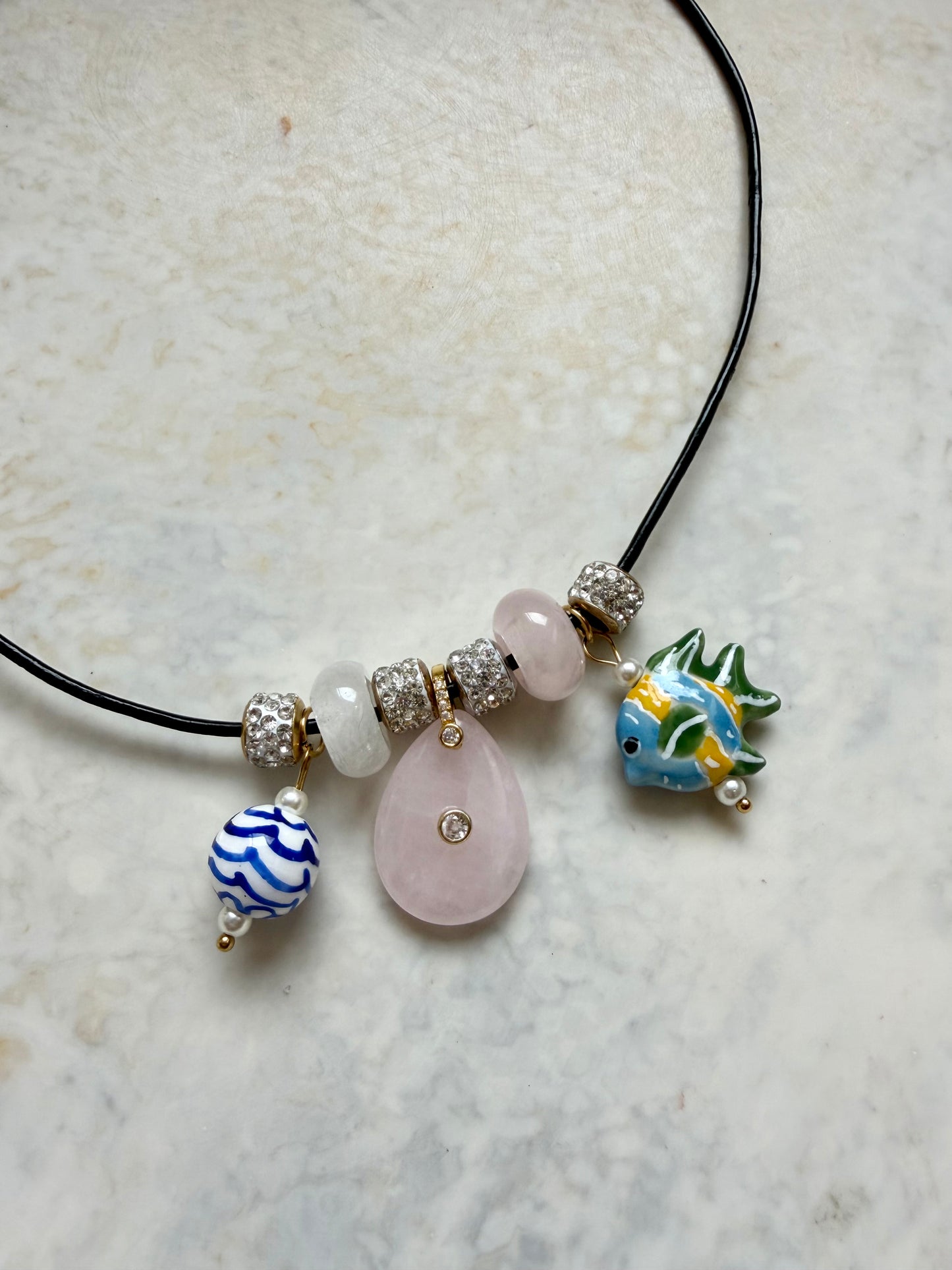Seashell Leather Charm Necklace