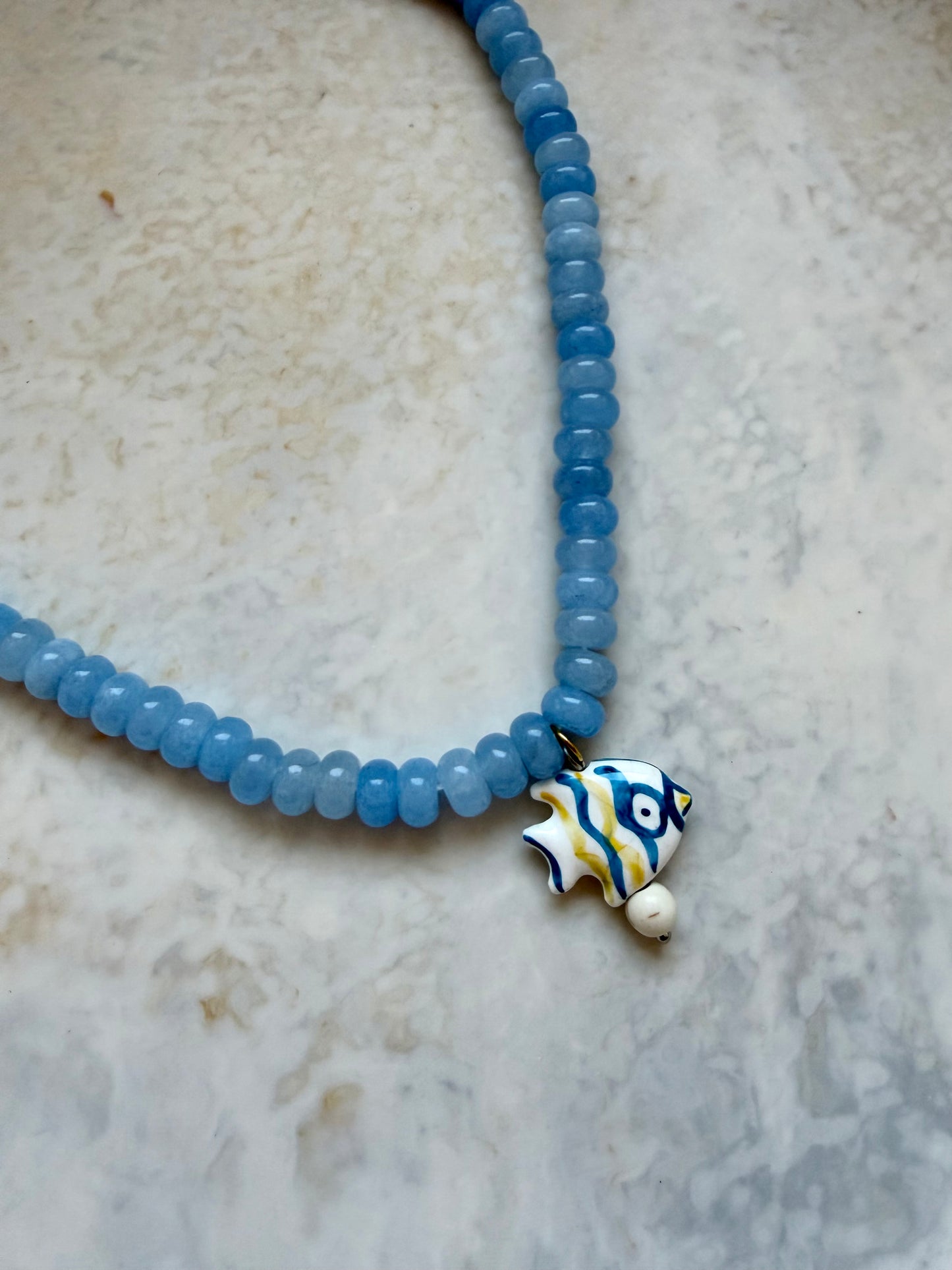 Opaline Blue Charm Necklace