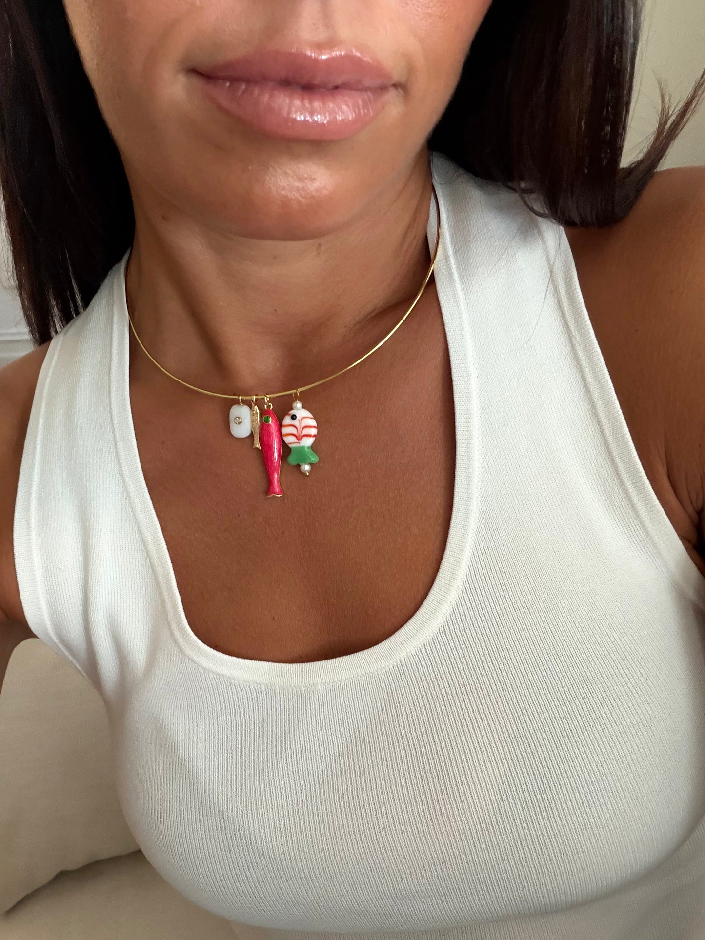 Coral Drift Cuff Necklace