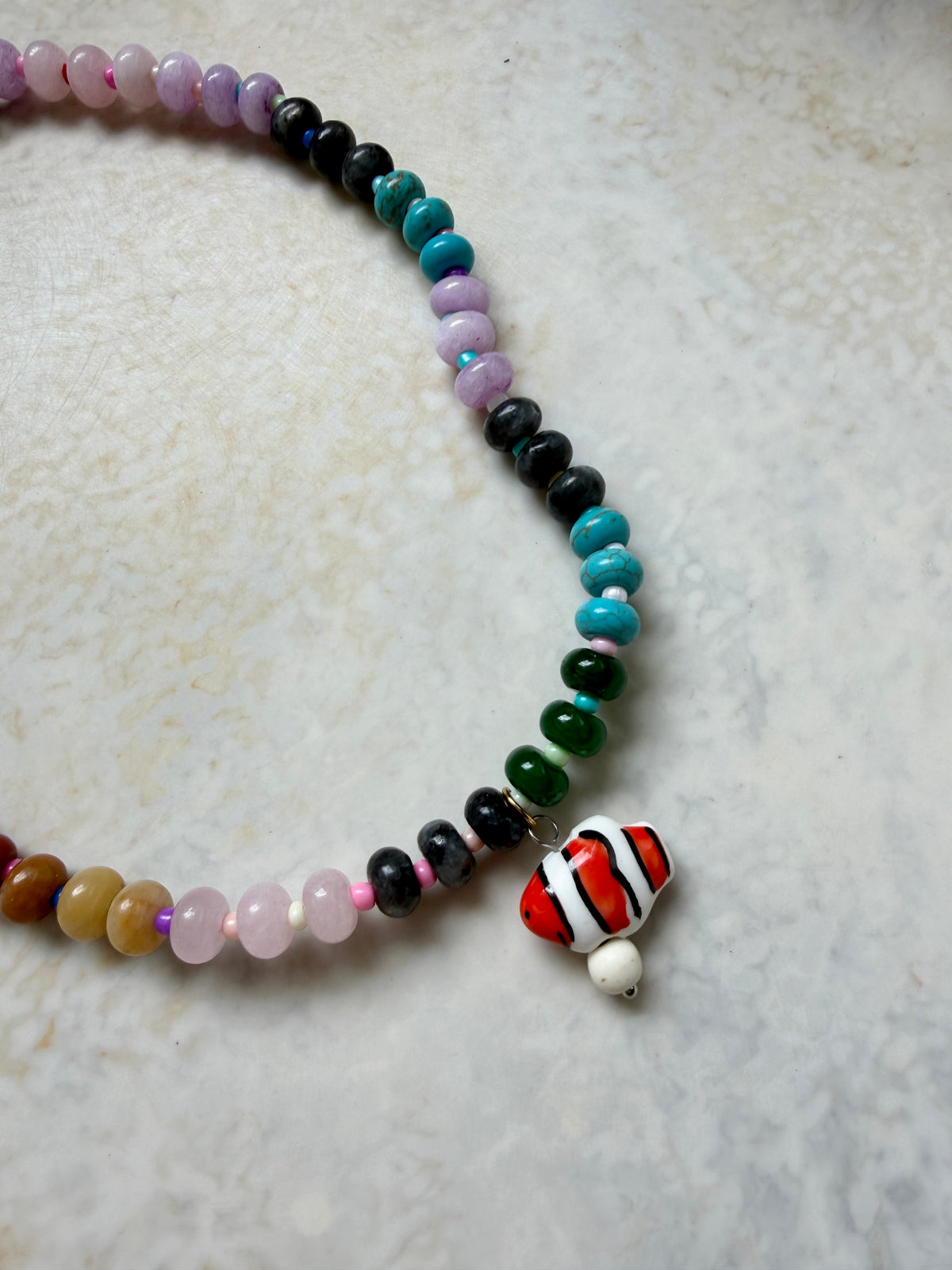 Opaline Red Striped Fish Necklace