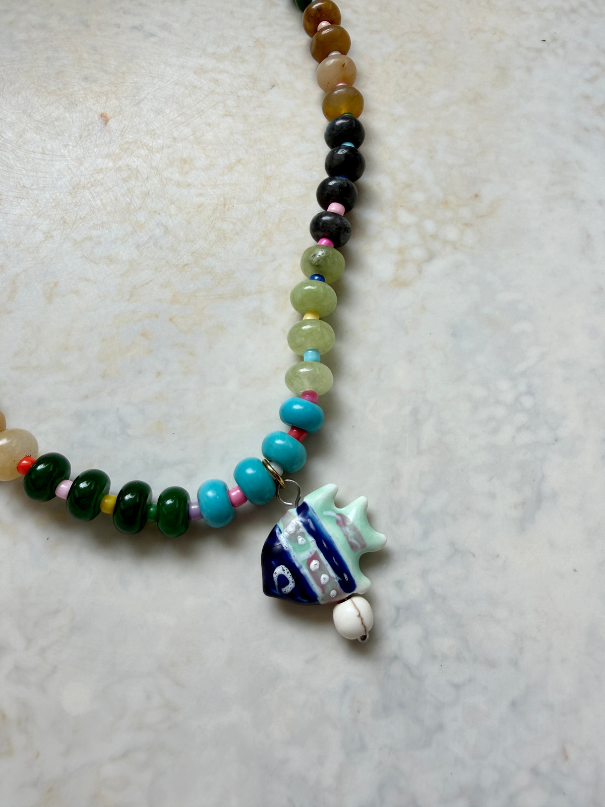Opaline Wavy Fish Necklace