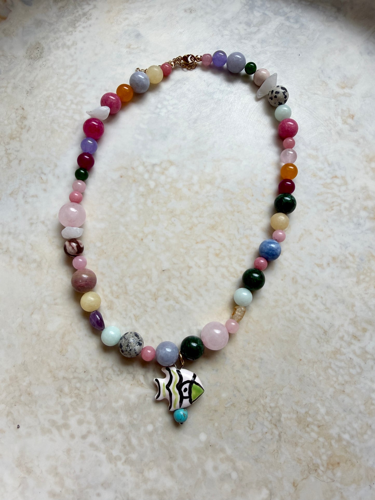 Opaline Beaded Charm Necklace