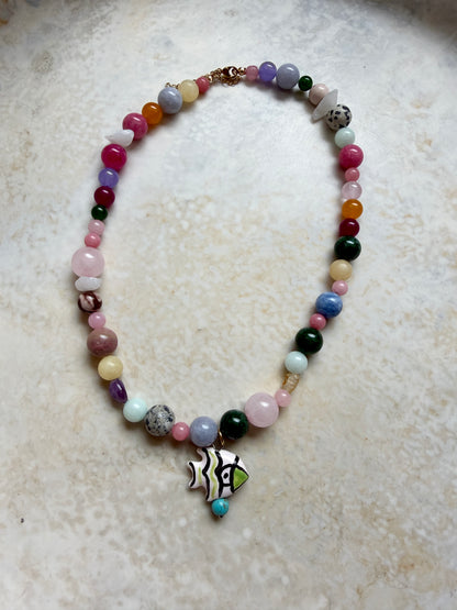 Opaline Beaded Charm Necklace