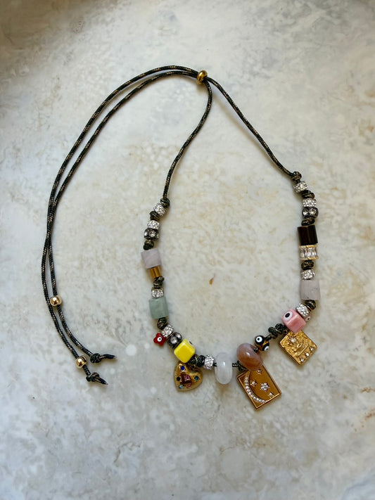 Saffron Paracord Charm Necklace