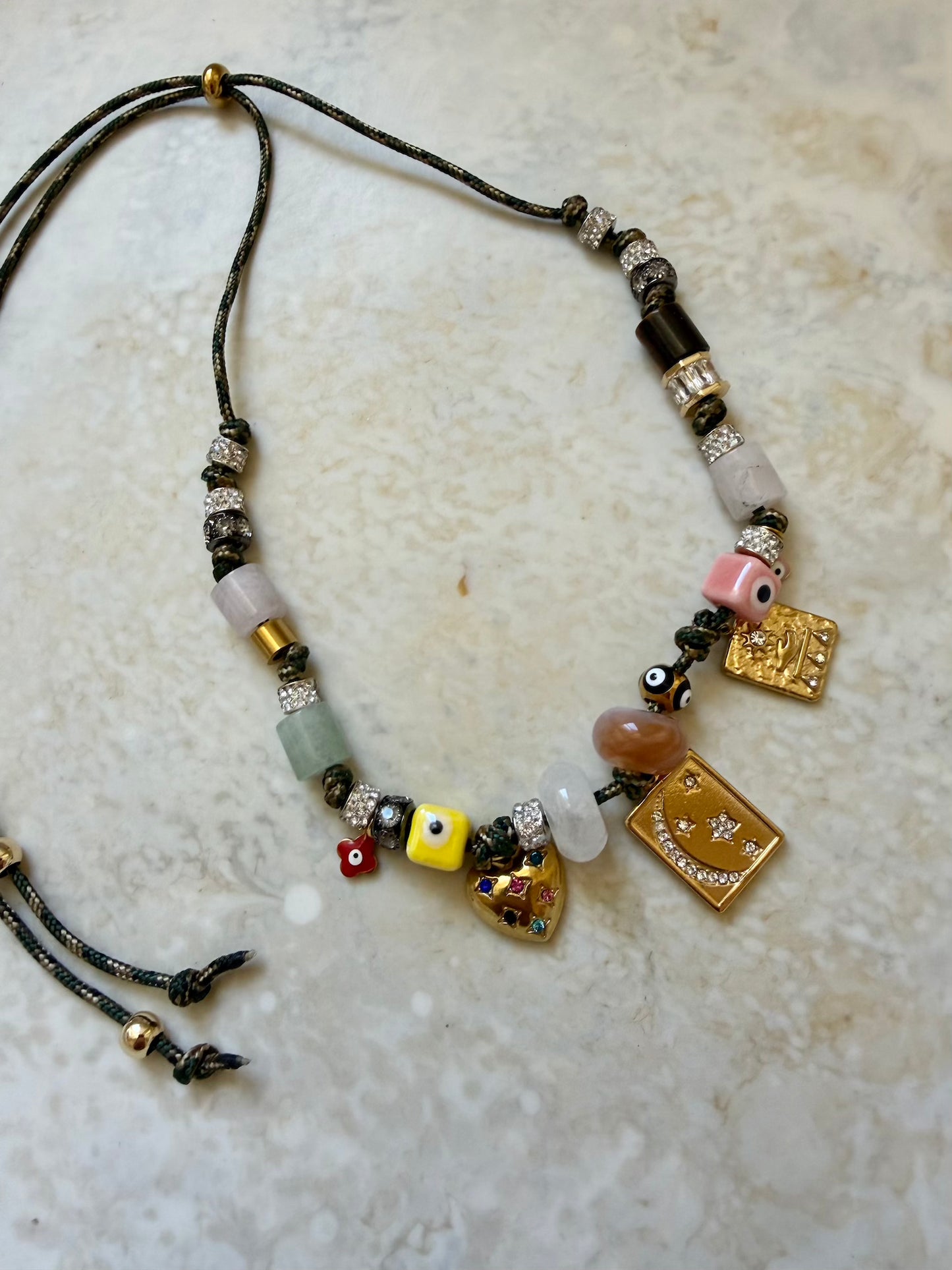 Saffron Paracord Charm Necklace