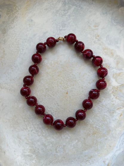 Burgundy Bead Necklace