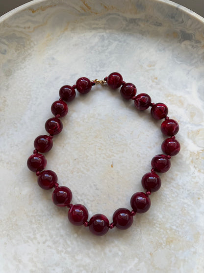 Burgundy Bead Necklace