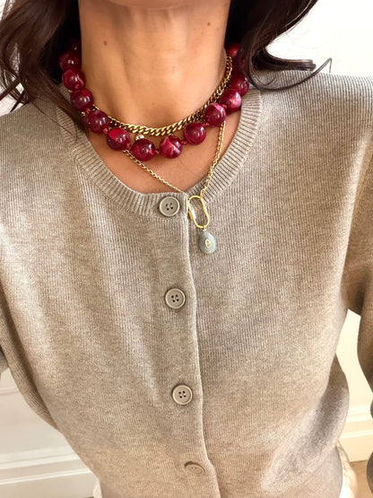 Burgundy Bead Necklace