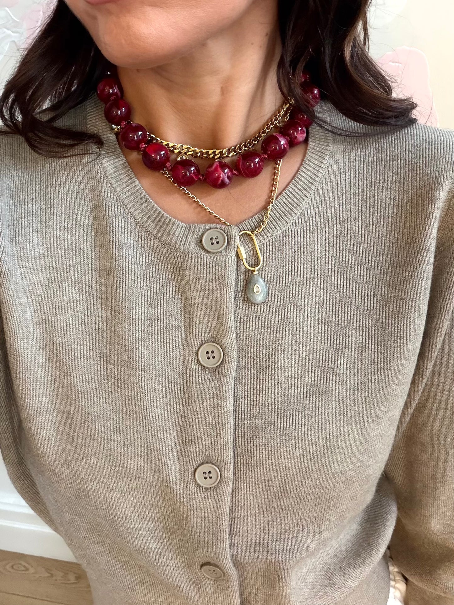 Burgundy Bead Necklace
