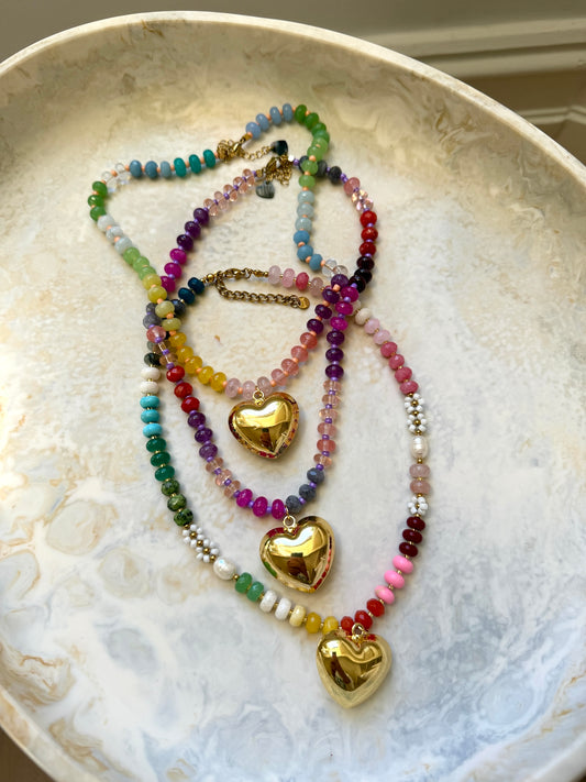 Lover Girl Beaded Heart Necklace
