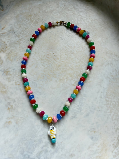 Opaline White Fish Necklace