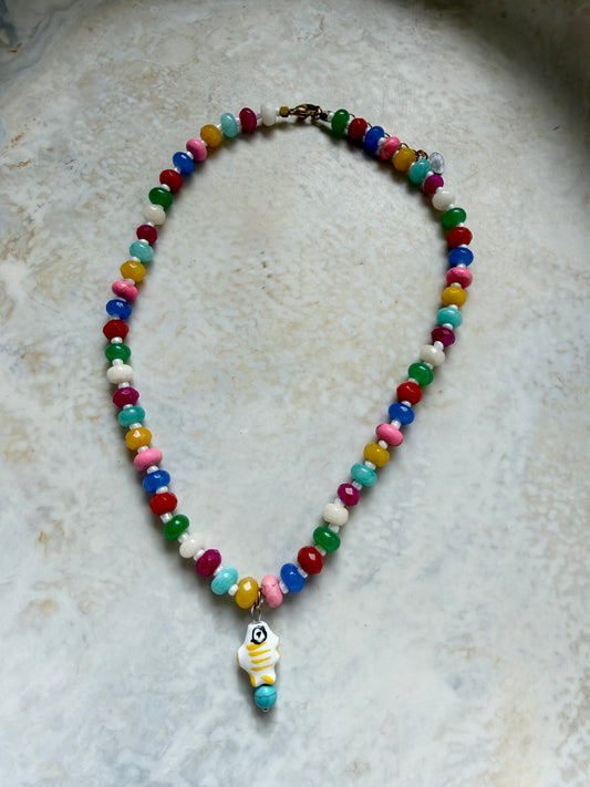 Opaline White Fish Necklace