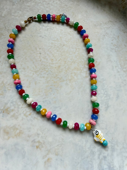 Opaline White Fish Necklace