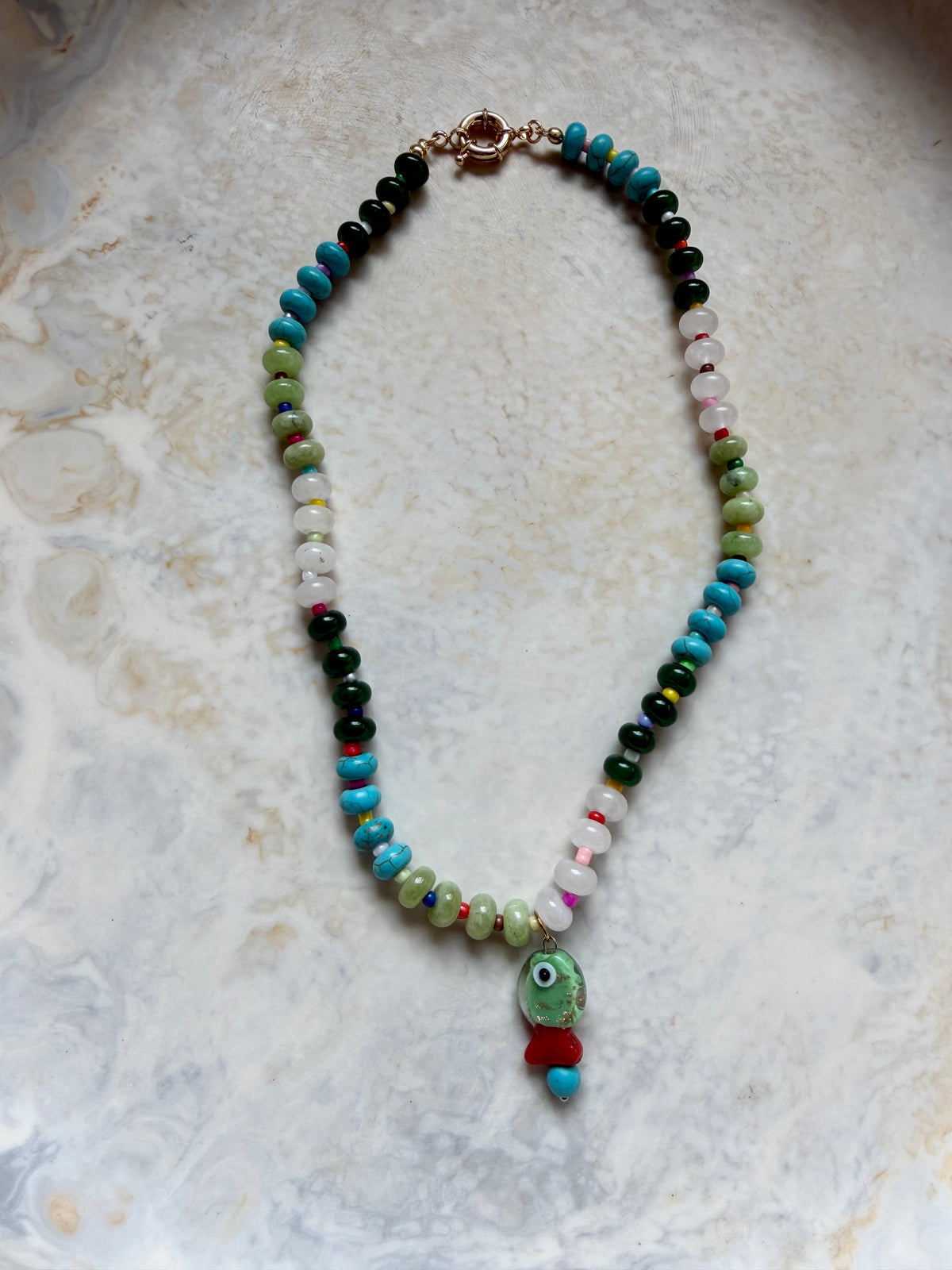 Opaline Glass Fish Necklace