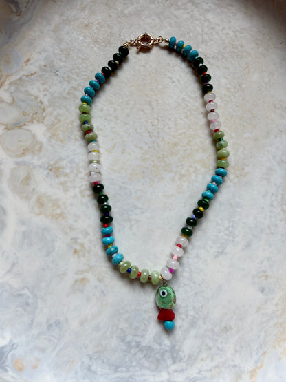 Opaline Glass Fish Necklace
