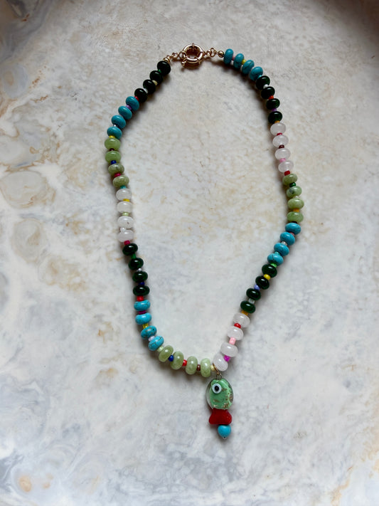 Opaline Glass Fish Necklace