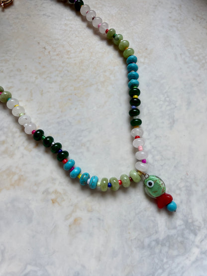 Opaline Glass Fish Necklace