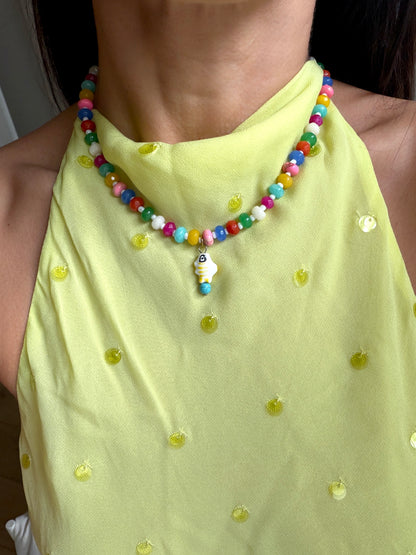 Opaline White Fish Necklace
