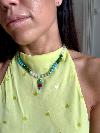 Opaline Glass Fish Necklace