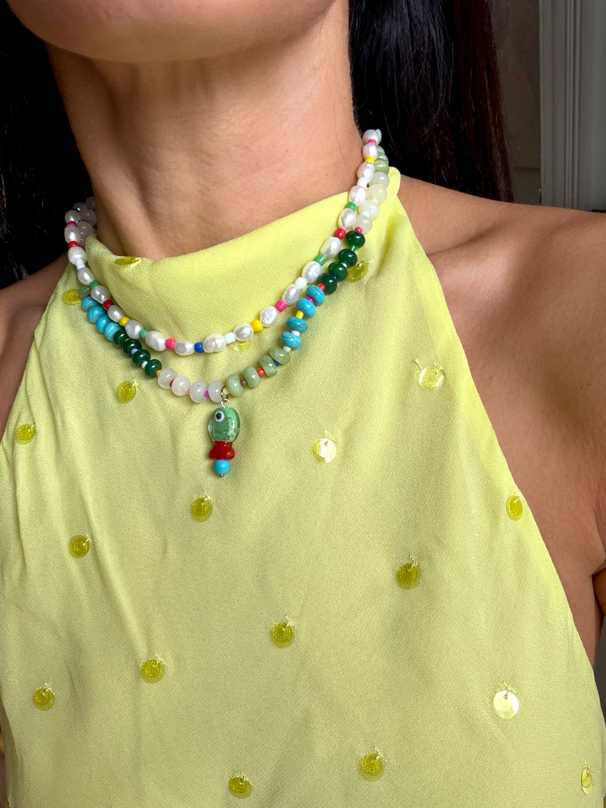 Opaline Glass Fish Necklace