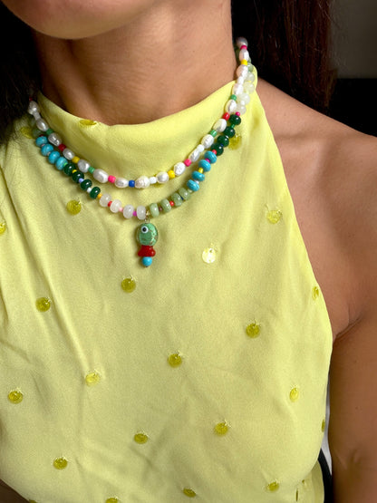 Opaline Glass Fish Necklace