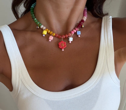 Mallorca Beaded Charm Necklace