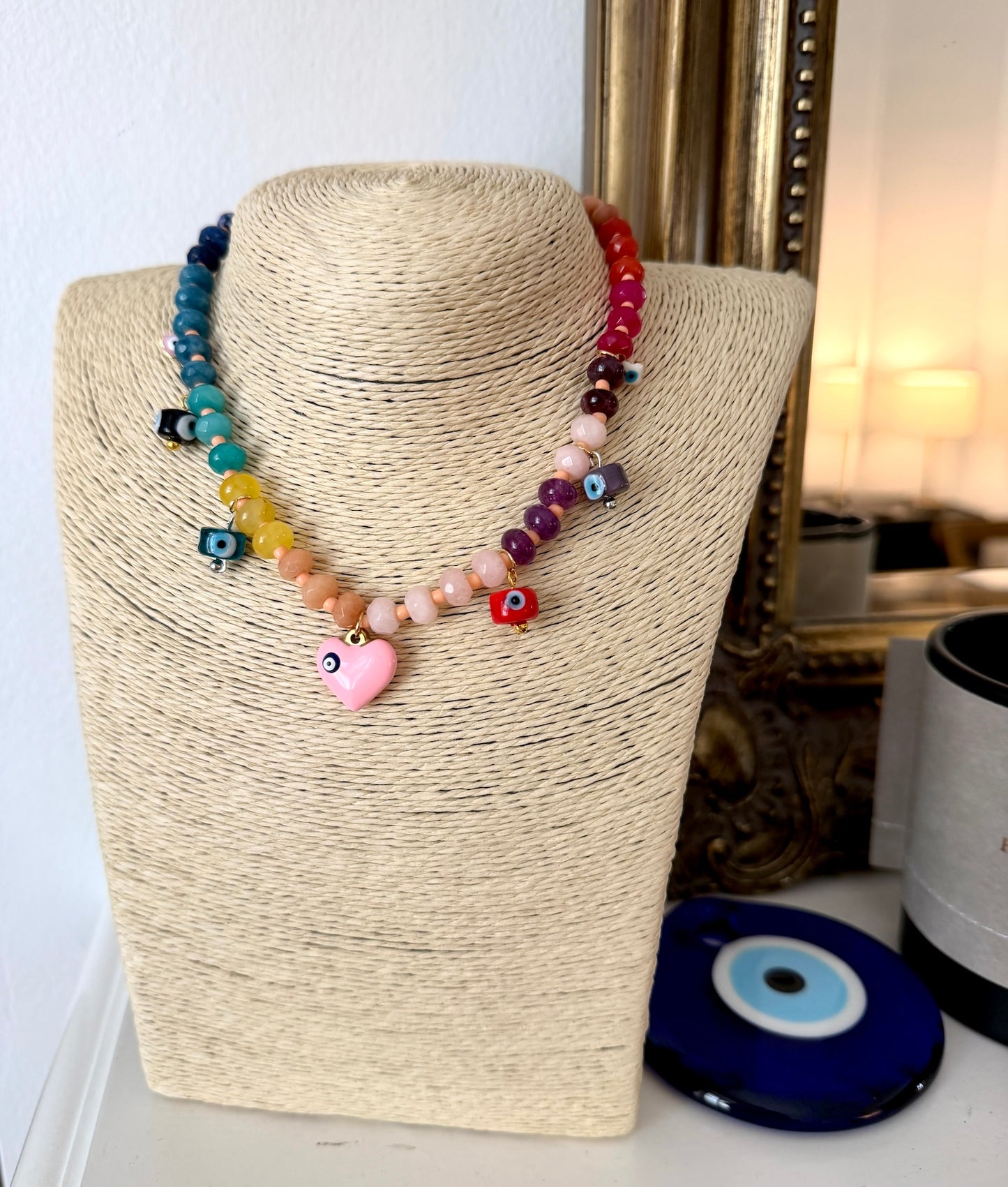 Saffron Beaded Charm Necklace