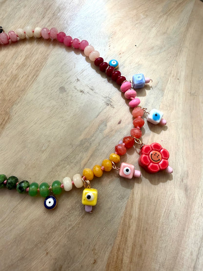 Mallorca Beaded Charm Necklace