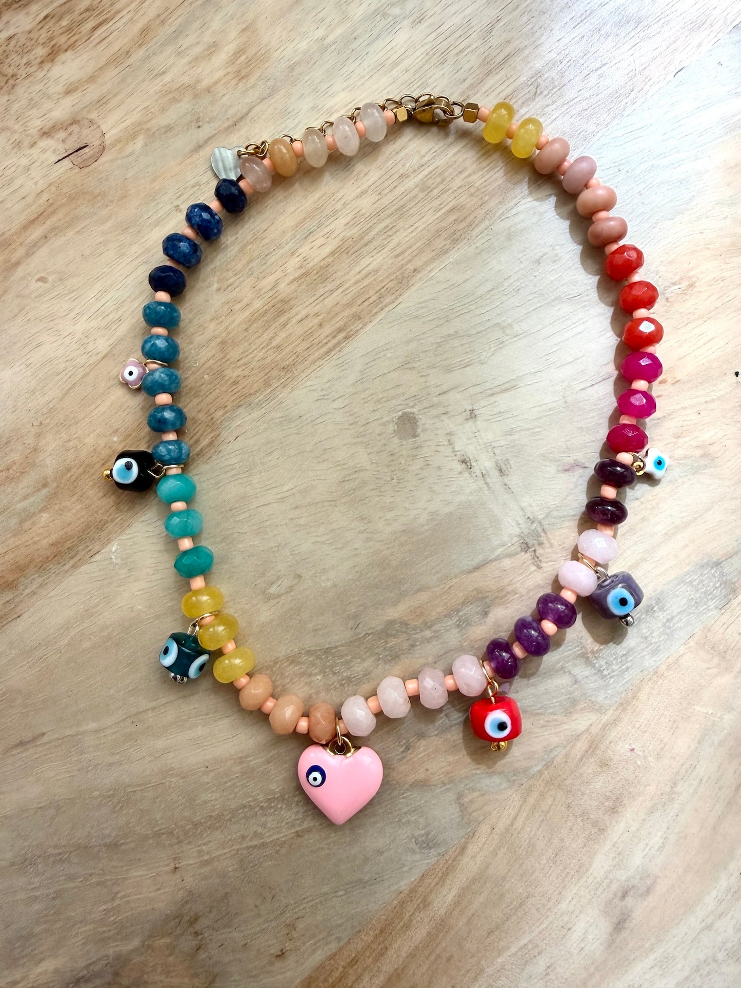 Saffron Beaded Charm Necklace