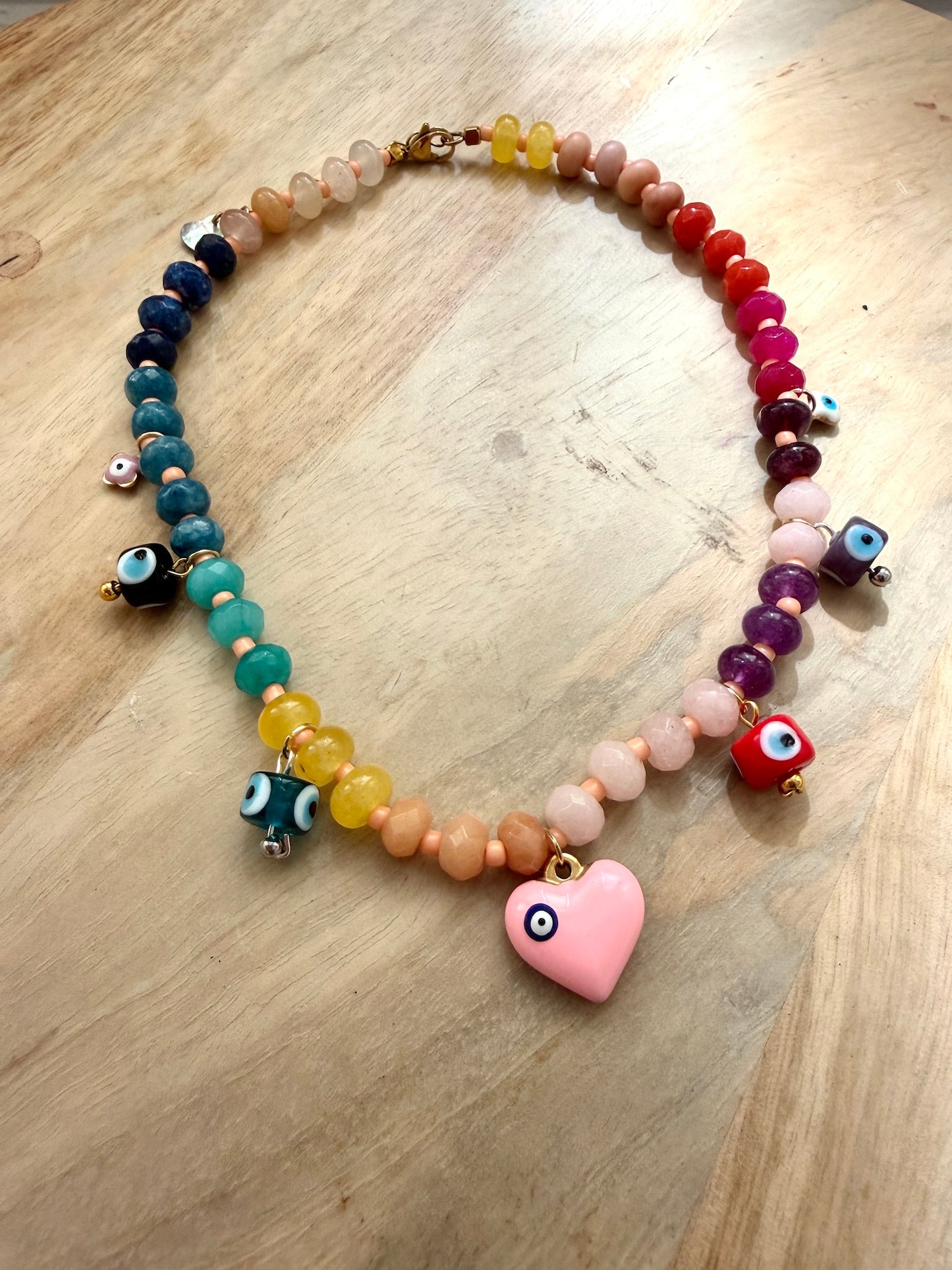 Saffron Beaded Charm Necklace