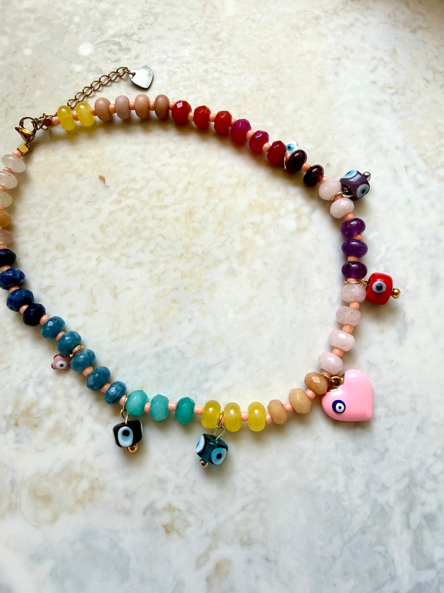 Saffron Beaded Charm Necklace