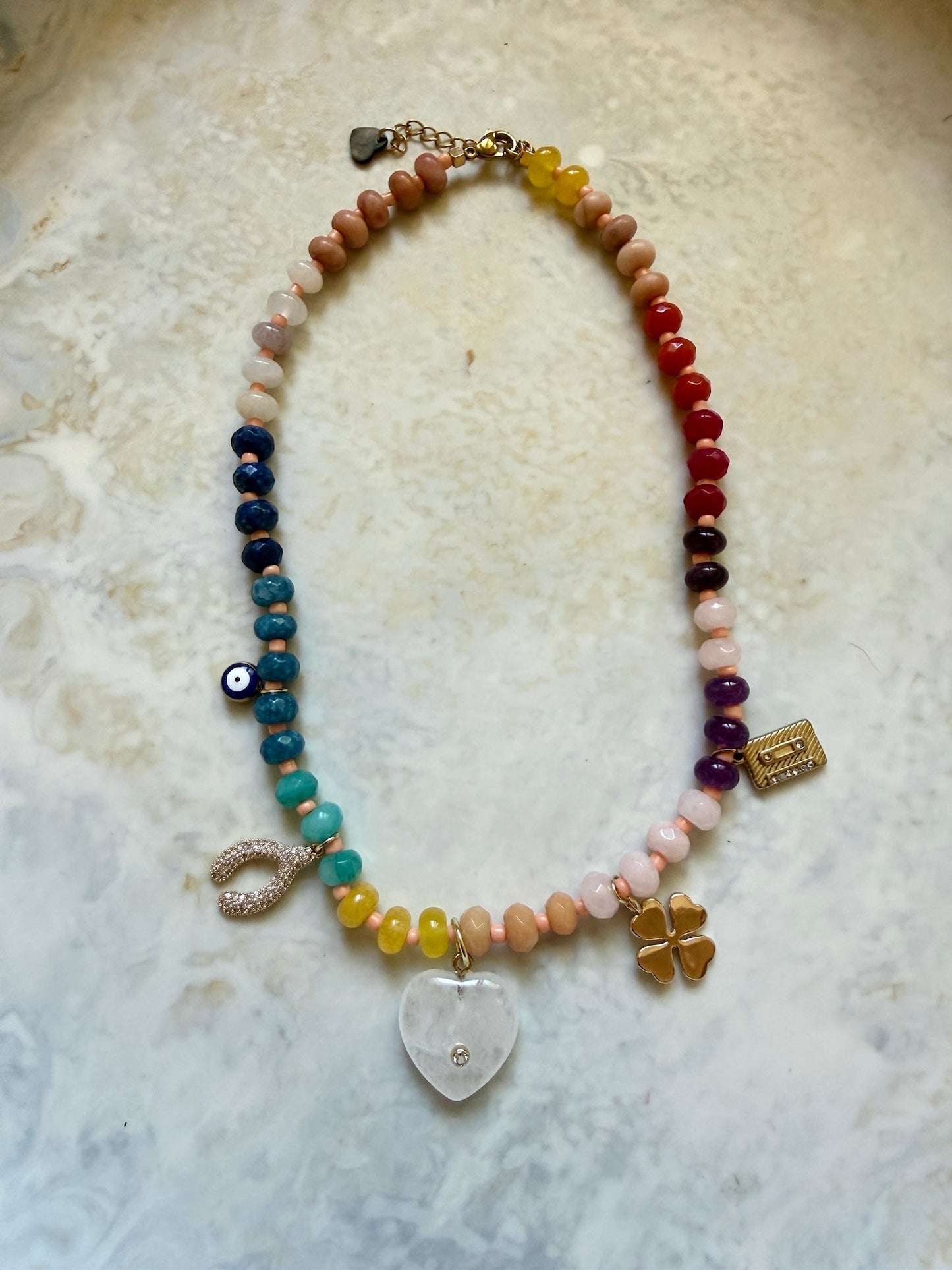 Lunette Beaded Charm Necklace