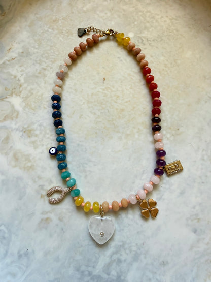 Lunette Beaded Charm Necklace