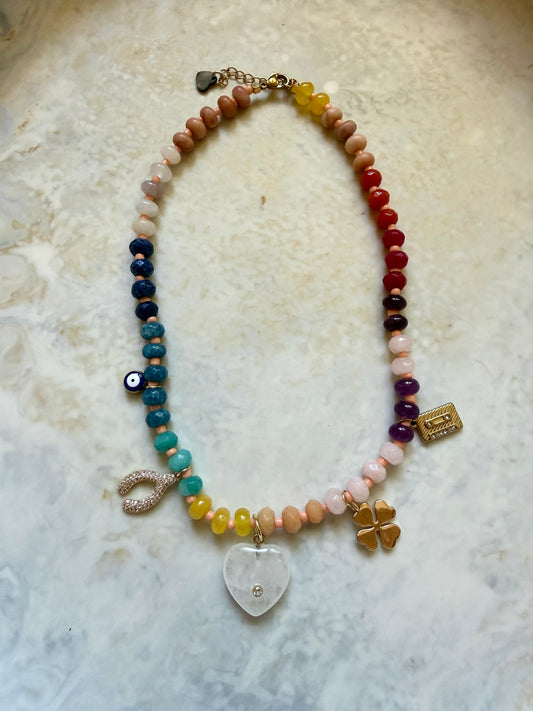 Lunette Beaded Charm Necklace