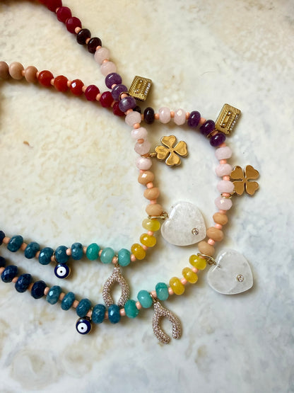 Lunette Beaded Charm Necklace