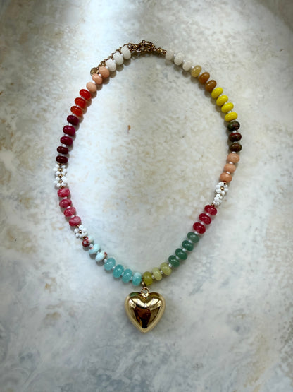 Lover Girl Beaded Heart Necklace
