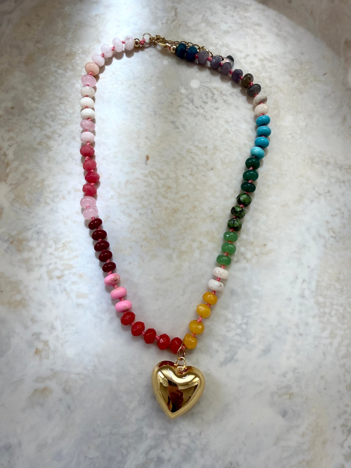 Lover Girl Beaded Heart Necklace