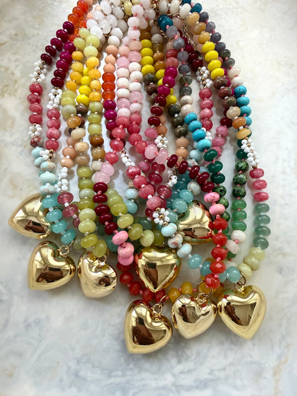 Lover Girl Beaded Heart Necklace