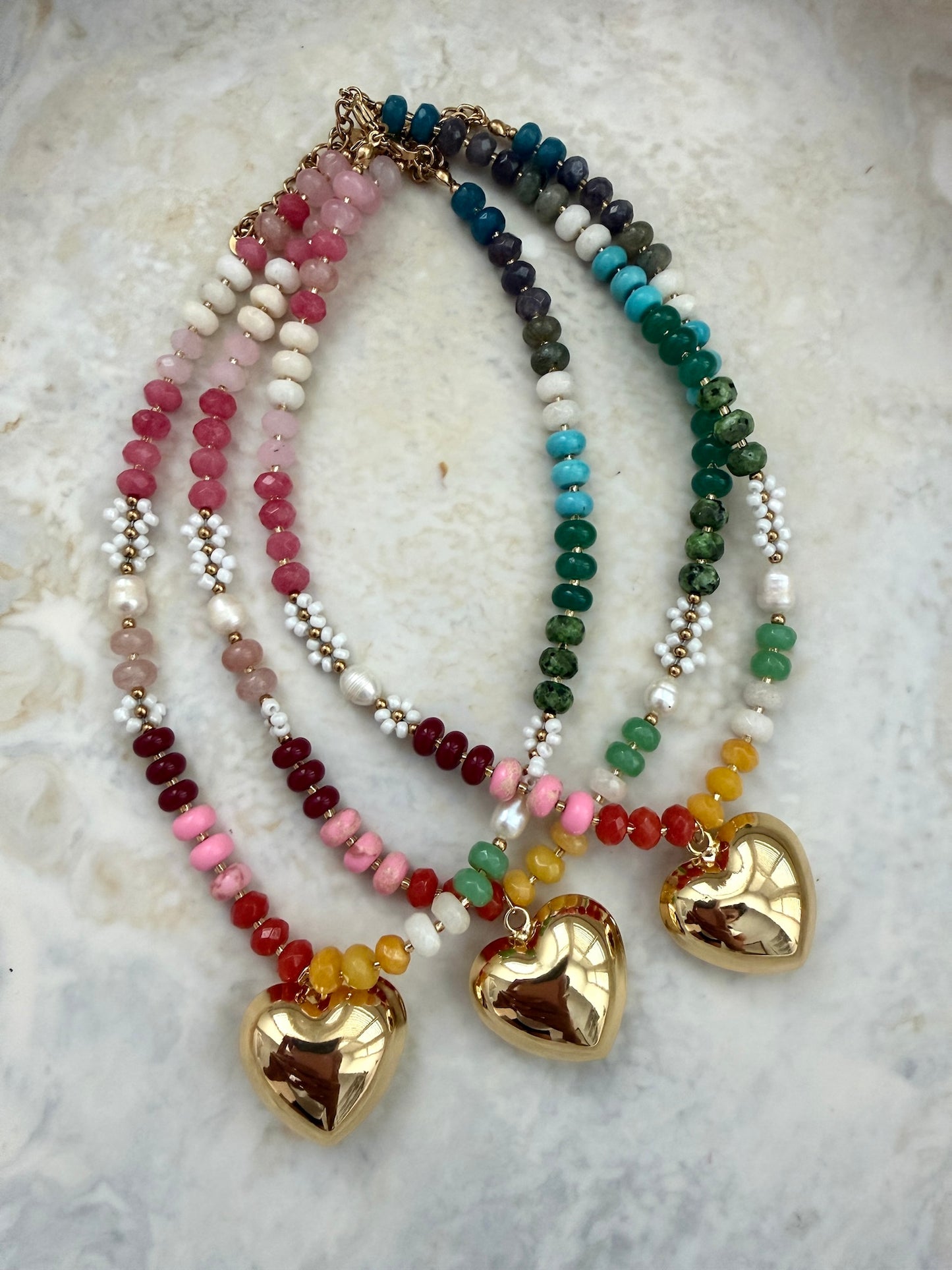 Lover Girl Beaded Heart Necklace