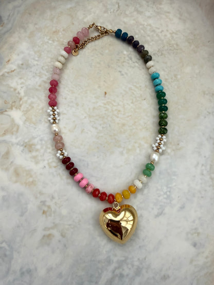 Lover Girl Beaded Heart Necklace
