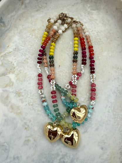 Lover Girl Beaded Heart Necklace