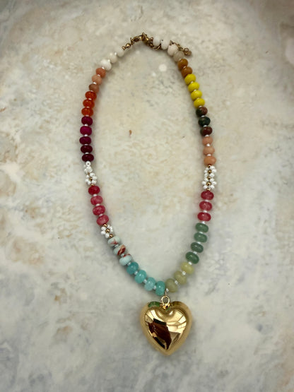 Lover Girl Beaded Heart Necklace