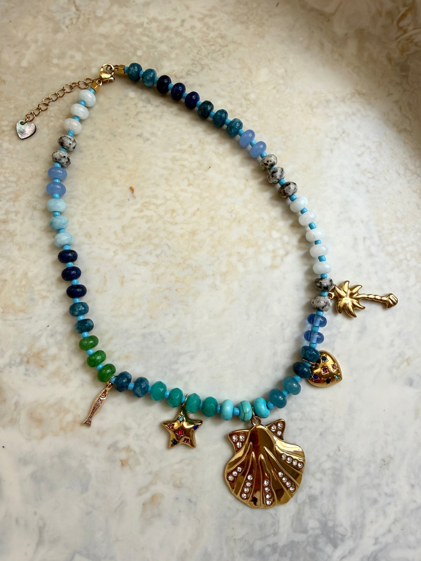 Sea beaded charm necklace