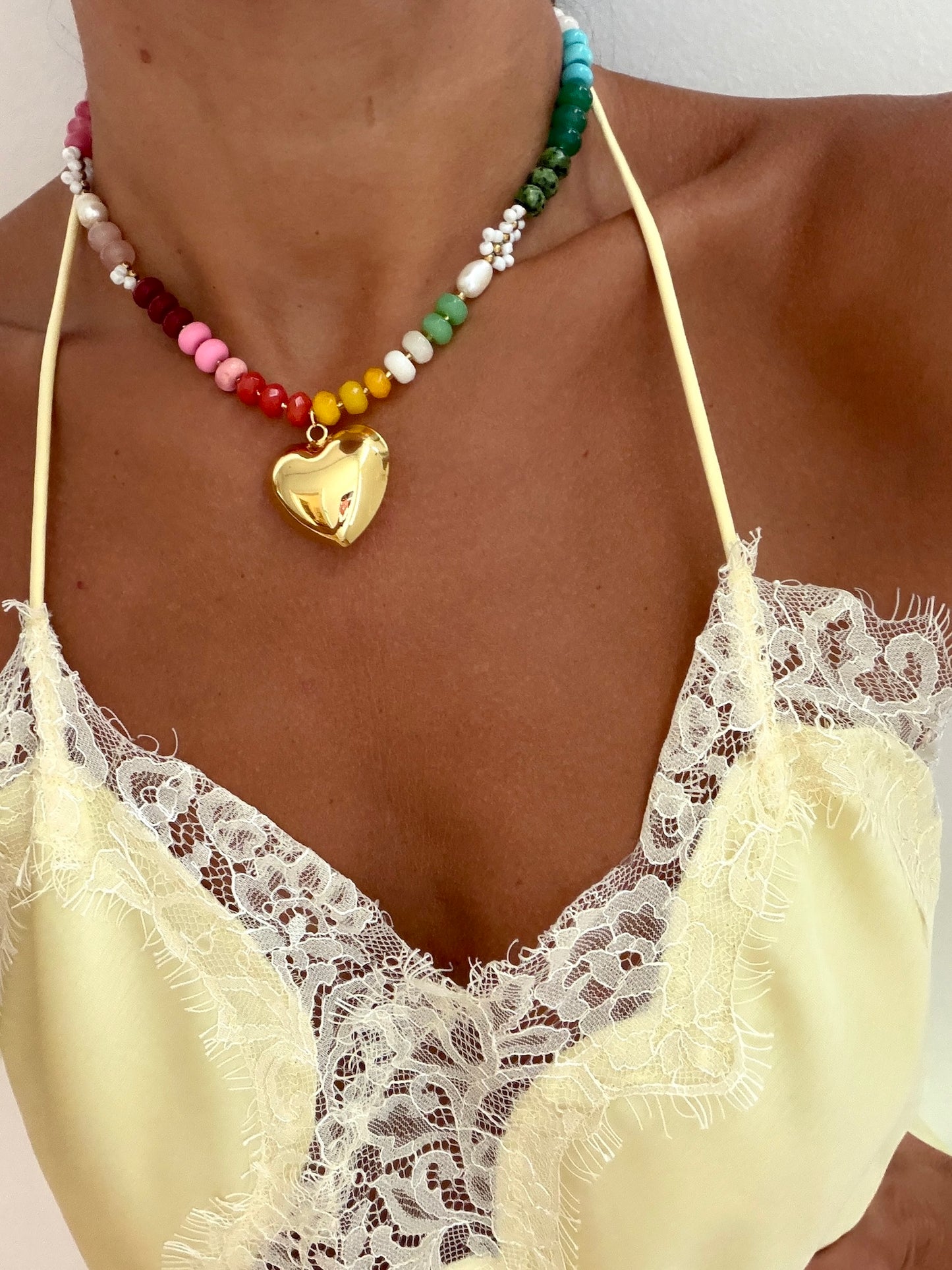 Lover Girl Beaded Heart Necklace