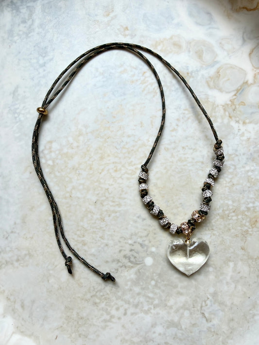 Cupid glass heart necklace