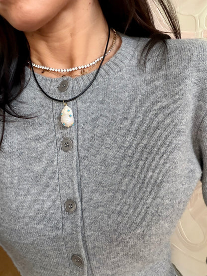 Oralia Leather & Pearl Necklace