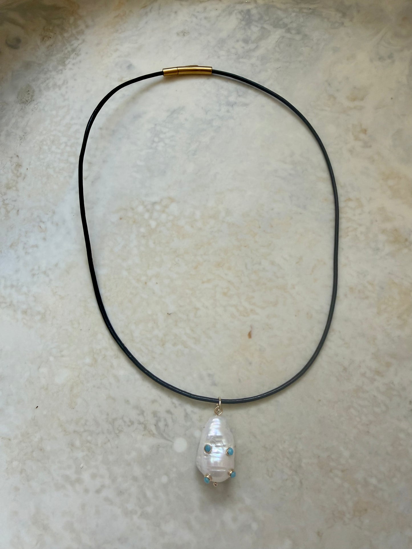 Oralia Leather & Pearl Necklace