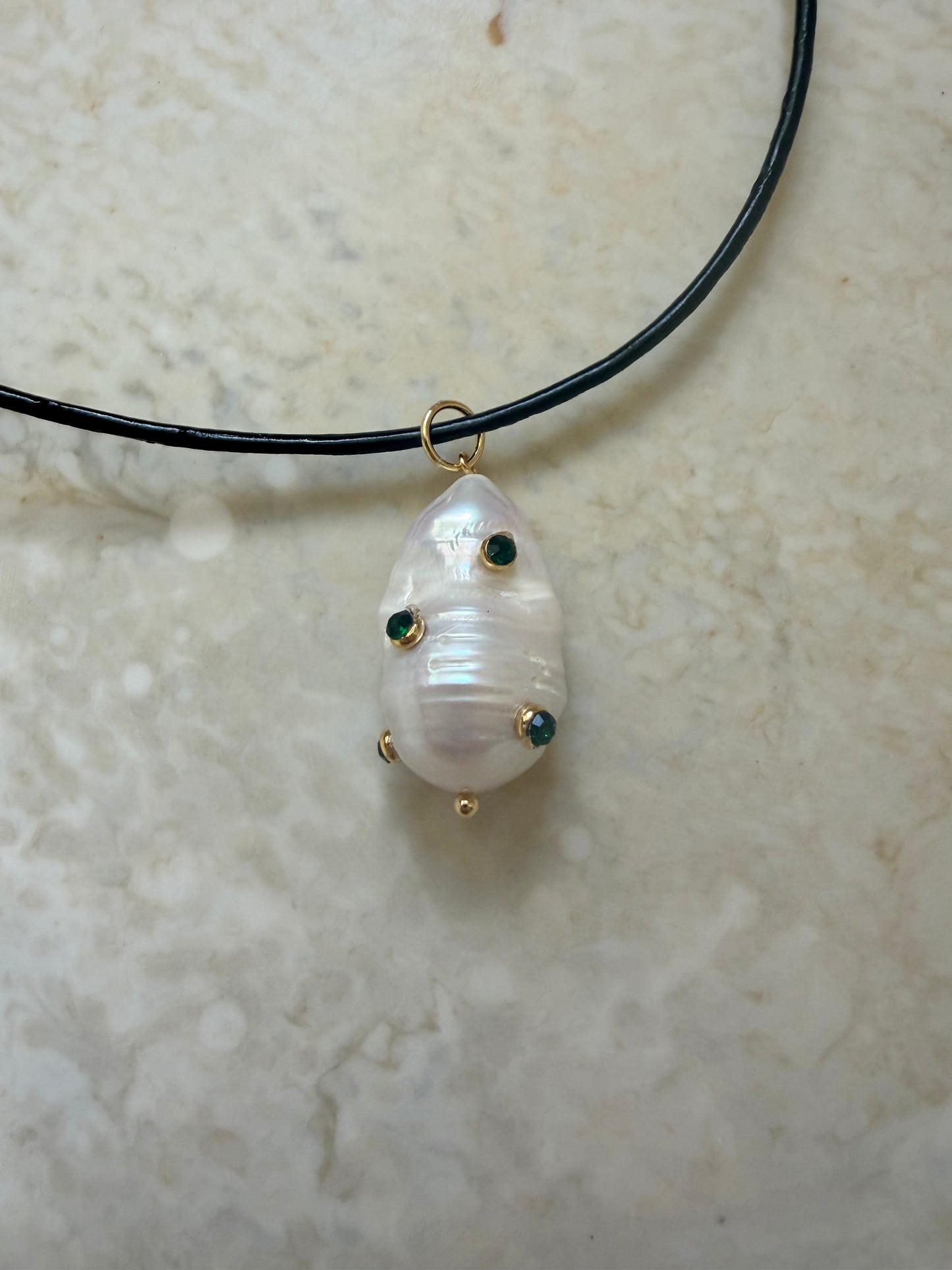 Oralia Leather & Pearl Necklace