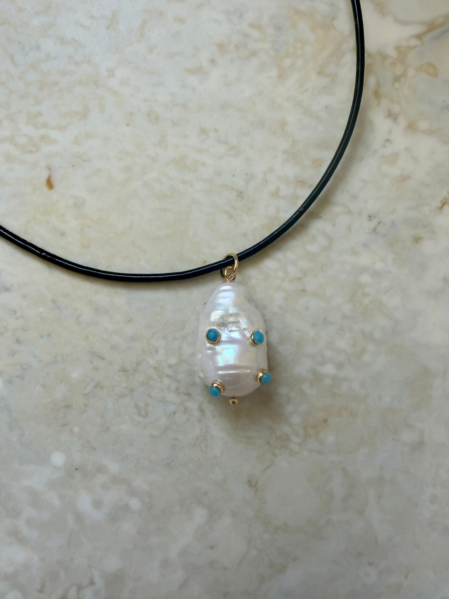 Oralia Leather & Pearl Necklace